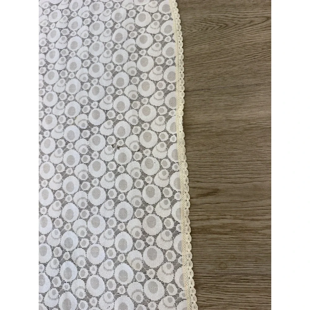 White Lace Table Runner Beige Trim Rectangular Shabby Style